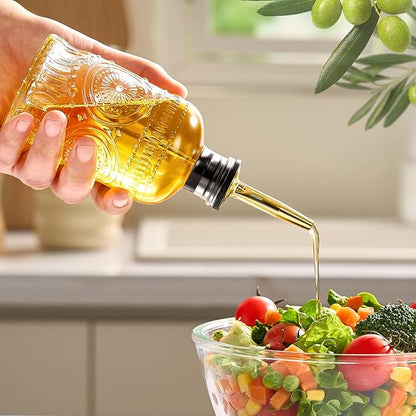 Baalaka Olive Oil Dispenser Bottle for Kitchen with Metal Spout, Glass Oil Bottles 7OZ, Elegant Glass Cooking Dispenser for Kitchen Juice Mouthwash Honey Syrup Coffee Syrup-2pcs - Image 2