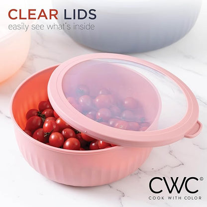 COOK WITH COLOR Prep Bowls with Lids- Wide and Deep Nesting Plastic Small Mixing Bowl Set with Lids, 12 Piece Set - Wide Bowls, Navy - Image 6