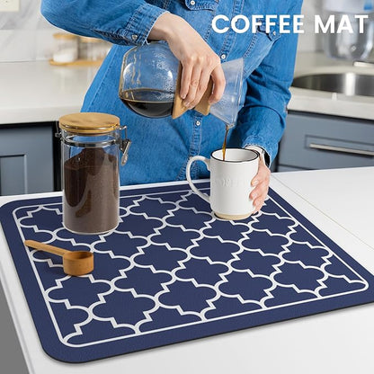 WISELIFE Dish Drying Mat Super Absorbent Drying Mat Large Dish Drying Mats for Kitchen Counter Easy Clean Dish Mat Kitchen Drying Mat15"x 18" Stylish Blue - Image 7