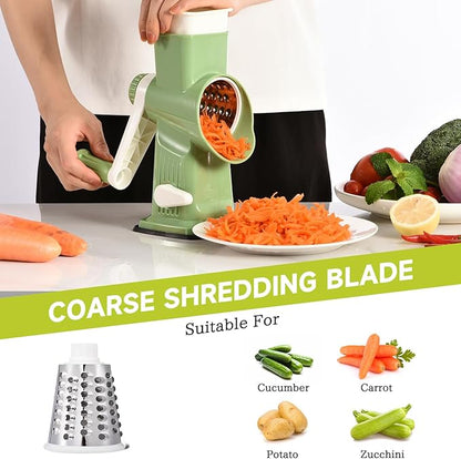 Rotary Cheese Grater Hand Crank Transparent - Shredder Slicer Grinder 3 Stainless Steel Blades, Stable Suction, Labor-Saving Handle, Safe Kitchen Tool for Cheese, Vegetable, Nuts, Chocolate - Image 2