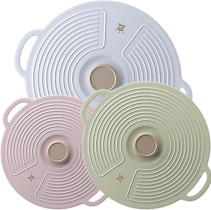 Silicone Lids for Bowl 3 Pack, Microwave Splatter Cover with 3 Sizes Reusable Heat Resistant Lids Fits Bowls, Plates, Pots, Pans, Skillets, Stove Top, Oven, Fridge Dishwasher Safe by GUANCI
