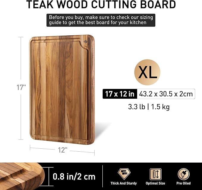 Teak Wood Cutting Board 17inch Wooden Chopping Board Bamboo High-end Mother Gifts Best Mama Mommy Christmas Xmas Birthday Law Step Stepmom Stepmother Have Everything Good Unique Present XL - Image 3