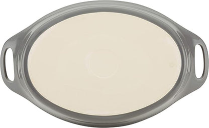 Rachael Ray Solid Glaze Ceramics Bakeware / Baking Pan, Oval - 2.5 Quart, Gray