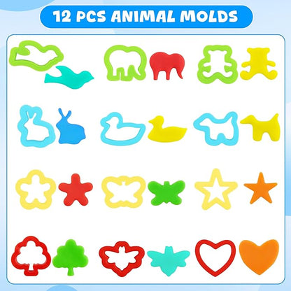 Dough Tools Set for Kids 20 PCS Dough Play Tools with Animal Cutters,Rollilng Pins,Rollers, Random Color - Image 3