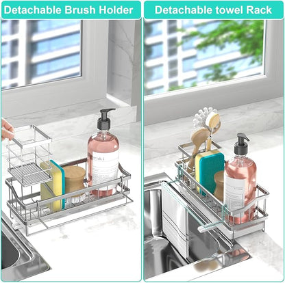 Sponge Holder for Kitchen Sink - Countertop Rustproof Stainless Steel, Kitchen Gadgets Accessories, Sink Caddy (Silver) - Image 7