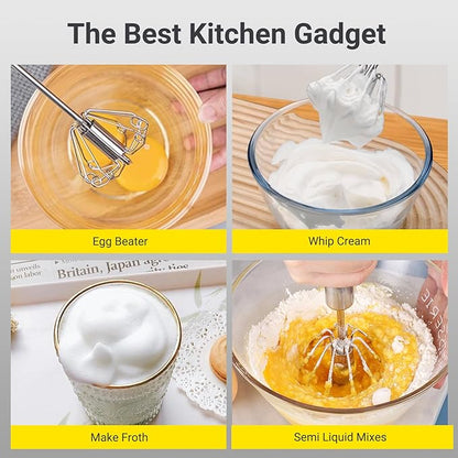 Egg Whisk, Upgraded Stainless Steel Semi Automatic Whisk,Hand Wisk Egg Beater Easy to Use for Making Cream, Blending, Whisking, Beating & Stirring (12 Inch) - Image 7