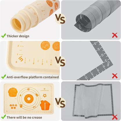 DANIA & DEAN Silicone Baking Mat - Upgrade 26x16 Inch Extra Thick Pastry Mat with Measurements, Non-Slip and Reusable, Kneading Dough Mat for Kitchen Counter, Bread, Cookies, Pizza, Fondant, Pasta - Image 4