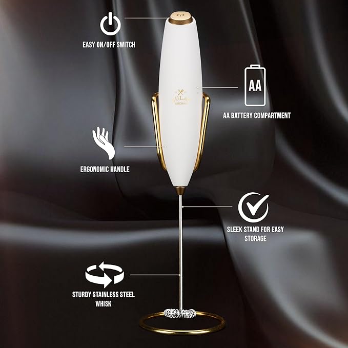 Zulay Kitchen Executive Series Luxury Gift Milk Frother with 4 Duracell Batteries – Handheld Electric Foam Maker for Coffee, Lattes & Hot Chocolate – Deluxe Finish, Ultimate Gift for Coffee Lovers - Image 3