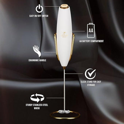 Zulay Kitchen Executive Series Luxury Gift Milk Frother with 4 Duracell Batteries – Handheld Electric Foam Maker for Coffee, Lattes & Hot Chocolate – Deluxe Finish, Ultimate Gift for Coffee Lovers - Image 3