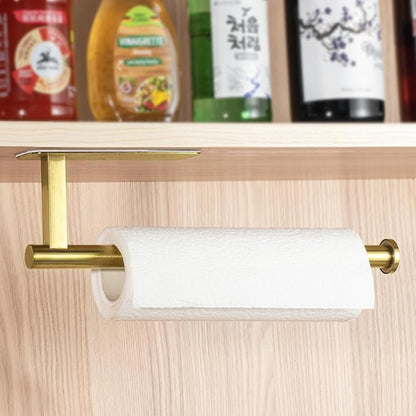 ASTOFLI Paper Towel Holder Under Cabinet No Drilling, Self Adhesive Paper Towel Holder Wall Mount for Kitchen Rack, Under Counter Napin Holder No Drill, RV, 304 Stainless Steel, Gold Brass 2 Pack - Image 6