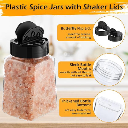 Mimorou 30 Pack Plastic Spice Jars with Shaker Lids Clear Seasoning Containers Spice Bottles for Kitchen Storing Spice Herbs Seasoning Powders(Cuboid,9.3 oz) - Image 3