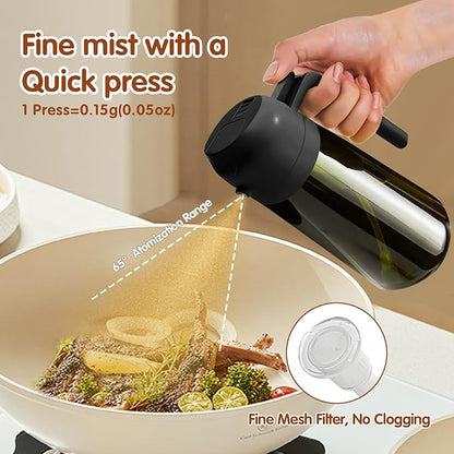 YARRAMATE 16oz/470ml 2PCS Light Blockage Dark Oil Sprayer for Cooking, 2 in 1 Olive Oil Dispenser Bottle for Kitchen, Green Glass Oil Bottle, Food-Grade Oil Mister for Air Fryer, BBQ (Black & Green) - Image 4