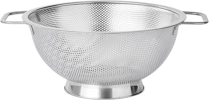 Fox Run Large Stainless Steel Colander, 3 Quart Pasta Strainer With Handles, 8.9” x 11.1” x 4” by foxrunbrands