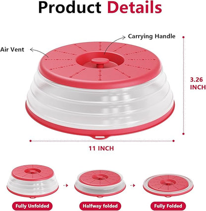 WVM Microwave Splatter Cover Vented for Food with Hook Hole, Splatter Guard & Colander Kitchen Gadget for Food, Meal Prep, Red - Image 6