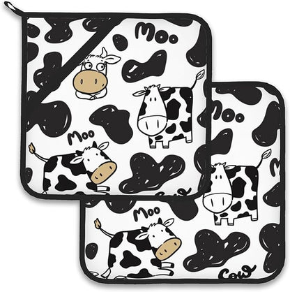 Cow Skin Pot Holder Set of 2,Heat Resistant Potholders Oven Hot Pads for Kitchen Cooking Baking BBQ