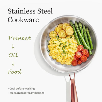 CAROTE 21pcs Tri-Ply Stainless Steel Cookware Set, Pots and Pans Set, Non Toxic Induction Kitchen Cooking Sets, Cookware Collection, Mirror Polish, Gold - Image 4