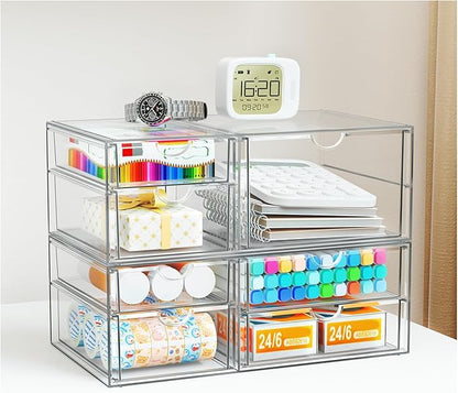 YFXCVSL Clear Stackable Storage Drawers, Acrylic Makeup Organizer with 7 Drawers, Bathroom Organizers and Storage, Plastic Bins for For Vanity, Undersink, Kitchen Cabinets, Pantry - Image 2