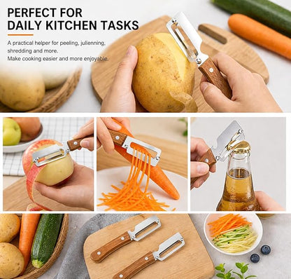 Peelers For Kitchen, Multifunctional Vegetable Peeler, with Wooden Handle and Bottle Opener, For Vegetables or Fruits that Need to Be Peeled - Image 5
