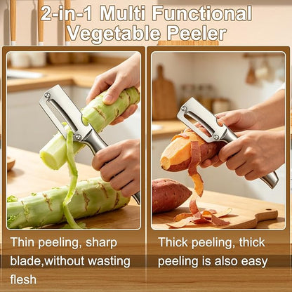 2pcs Multi-Functional Vegetable Peeler for Kitchen,2-In-1 Stainless Steel Kitchen Tool for,stainless steel sharp blade with bottle opener,Suitable for fruits and vegetables - Image 5