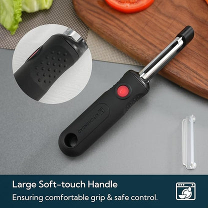KITCHENDAO Magnetic Vegetable Peeler with Durable Japanese Stainless Steel Sharp Dual Blade, Magnetic Safety Cover, Large Non-Slip Handle with Potato Eye Remover, Dishwasher Safe Kitchen Fruit Peeler - Image 4