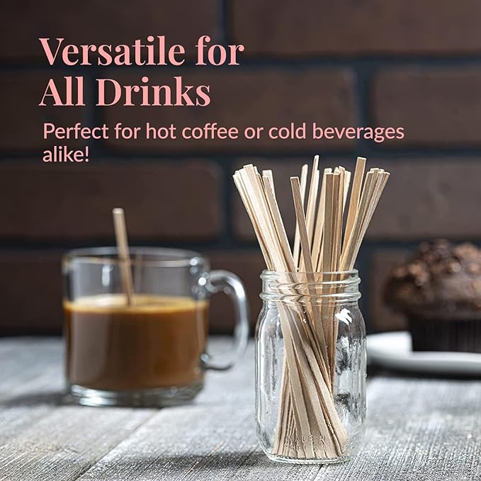 1000 Wooden Coffee Stirrer by Prestee - Disposable 5.5 inches Long Wooden Stir Sticks for Coffee and Cocktails - Smooth, Splinter-Free Beverage Mixers - Ideal for Cafe, Bars and Drink Stations - Image 6
