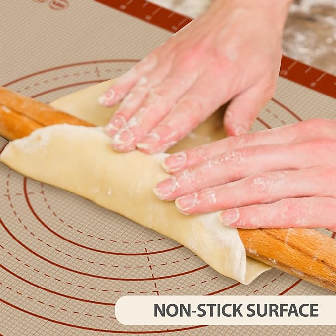 Silicone Baking Mat, 24" x 16" Baking Mat, Pastry Rolling Sourdough Baking Mat Supplies for Making Pizza, Pie, Cookies, Bread - Image 2