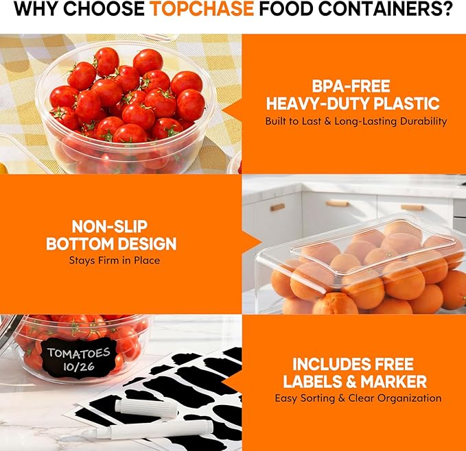 50 PCS Food Storage Containers with Lids (25 Containers & 25 Lids) - Reusable Plastic Food Containers for Kitchen Storage and Organization BPA-Free Leakproof Meal Prep Container with Labels & Pen - Image 5