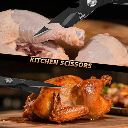 Kitchen Shears for Food - Professional Stainless Steel Japanese Kitchen Scissors for Chicken Bones, Fish, Turkey, Herbs, and Meat – Heavy Duty and Dishwasher Safe - Image 5
