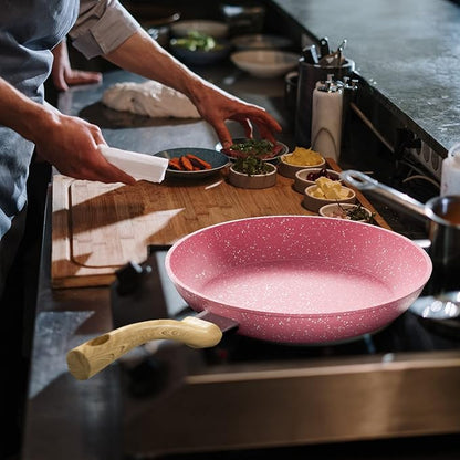Innerwell 8-Inch Pink Nonstick Egg Pan, PFOA-Free Stone Cookware Skillet, Induction Compatible - Image 8