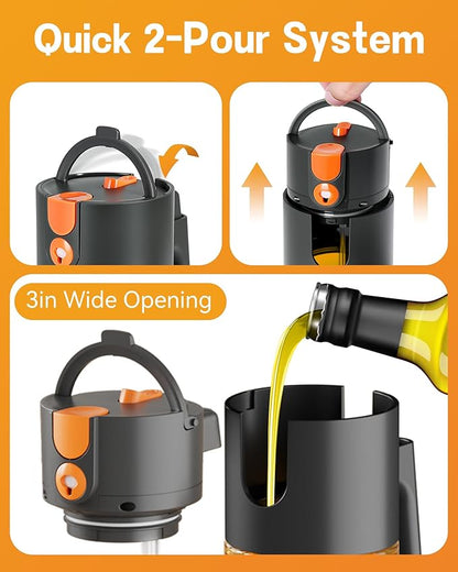 OURCABECUE Upgrade 2 in 1 Oil Sprayer for Cooking, 17oz Light-Blocking Glass Olive Oil Dispenser Bottle for Kitchen,Food-Grade Oil Mister with 8 Stickers for Salad, Frying(Amber Bottle-Black Gap) - Image 7