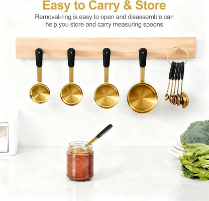 Bopei Measuring Cups and Spoons Set, Gold Electroplated Stainless Steel 10 Piece for Cooking and Baking (5 Cups + 5 Spoons Gold) - Image 4
