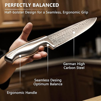 Knife Set, Astercook 21 Pieces Kitchen Knife Set with Built-in Sharpener, German Stainless Steel Knife Block Set, Razor-Sharp Knives with Full-tang Handle, Dishwasher Safe, Mothers Day Gifts - Image 6