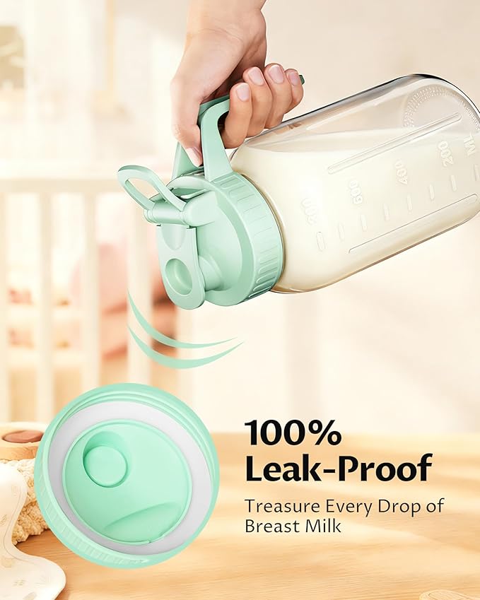 32oz Breast Milk Pitcher with Lid – Leak-Proof & Airtight Glass Storage Container, Breastfeeding Essentials for Breastmilk, Wide Mouth Mason Jar Pitcher, Fast Formula Maker - Image 3
