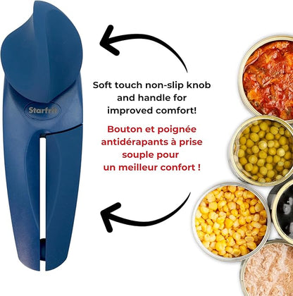 Starfrit MightiCan Can Opener - Safe - Holds Lid and Leaves No Sharp Edges on Lid - 3 Year Warranty - Comfort Grip - Heavy Duty Non-Slip Knob - Blue - Image 7