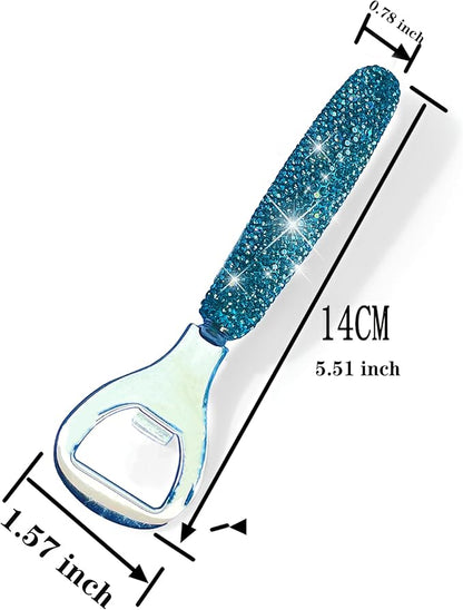 Handcrafted Blue Crystal Bling Beer Opener – Sparkle Diamond Bottle Openers for Home Bar, Bartenders, Party, Wedding Gift, Glitter Accessory for Women & Men