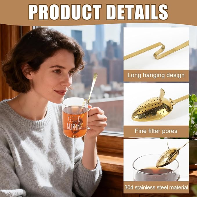 Tea Infuser Spoon for Loose Leaf Tea - Stainless Steel with Long Handle and Fine Mesh Filter, Reusable Easy to Clean Tea Accessories for Tea Lovers
