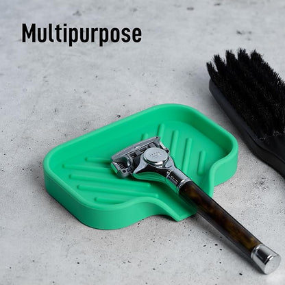 Zulay Kitchen Small Silicone Sponge Holder (4.9x3.3”) – Space-Saving Sink Organizer Tray for Sponge, Soap, Brush & More – Compact Non-Slip Dish for Kitchen & Bathroom (Carnival Glass) - Image 5