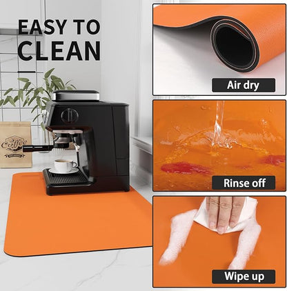 HotLive Coffee Mat - Absorbent Hide Stain Rubber Backed Dish Drying Mat for Kitchen Counter - Bar Mats for Countertops Accessories Fit Under Coffee Maker Espresso Machine - Image 4