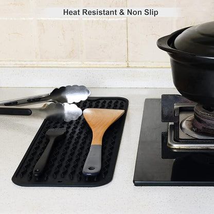 ZLR Silicone Sponge Holder & Sink Caddy Tray (6" x 17") - Narrow Dish Drying Mat for Kitchen Counter - Waterproof Soap Dispenser Organizer, Non-Slip Bathroom Vanity Tray (Black) - Image 9