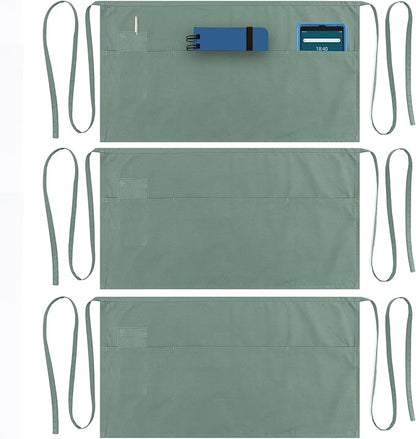 Dreamology Waist Apron with Pockets,Aprons for Waitress and Waiter,Server Apron Women, Aprons with 3 Pockets,Waist Apron,Apron for servers,Water Resistant Aprons for Cooking,Gardening etc (3 Pack)
