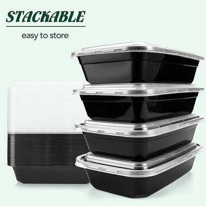 Glotoch Meal Prep Containers 32oz 100 Pack(200 Piece) with Lids, Reusable 1-Compartment Food Storage Containers, Bento Lunch Boxes, Microwave/Freezer/Dishwasher Safe, BPA-Free Takeout Boxes