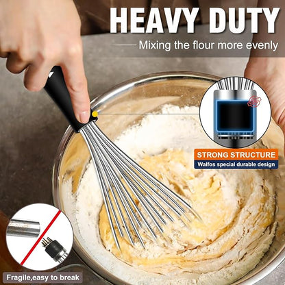 Stainless Steel Whisk Set with 7"+5" Mini whisks, Walfos Heavy Duty Whisks, Kitchen wisk (7+9+11in) Premium for Whisking, Blending, Beating, Frothing & Stirring. - Image 3