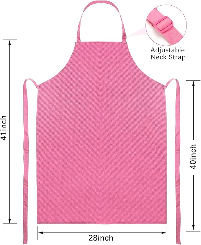 2 Pack Waterproof Rubber Vinyl Apron 40 Inch Chef Aprons for Men Heavy Duty Chemical Work Apron Extra Long Grilling Aprons with Adjustable Bib Apron for Dishwashing Lab Butcher Cooking Kitchen PINK - Image 2
