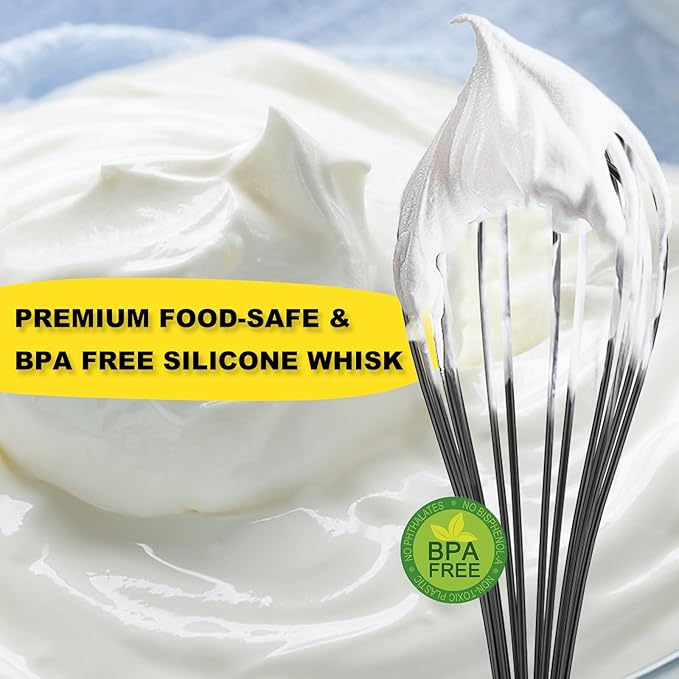 NileHome Silicone Whisk 10" Kitchen Whisk Kitchen Wisk Wire Whisks for Cooking, Whisking, Blending, Beating, Stirring-Black - Image 5