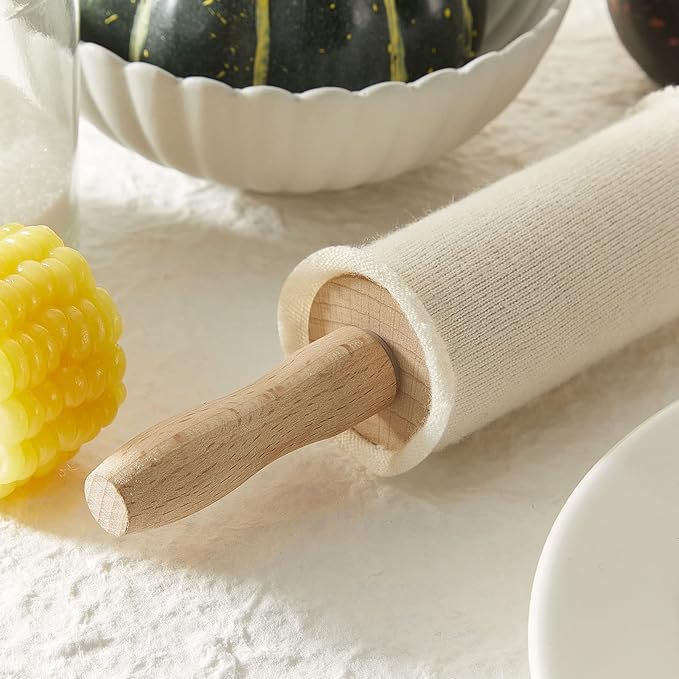 Patelai Set of 8 Rolling Pin Covers 14.96 x 1.97 Inch Cotton White Rolling Pin Sock Sleeve for Baking