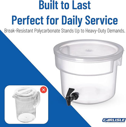 Carlisle FoodService Products Round Beverage Dispenser Drink Dispenser with Spigot for Catering, Plastic, 3 Gallons, Clear - Image 6