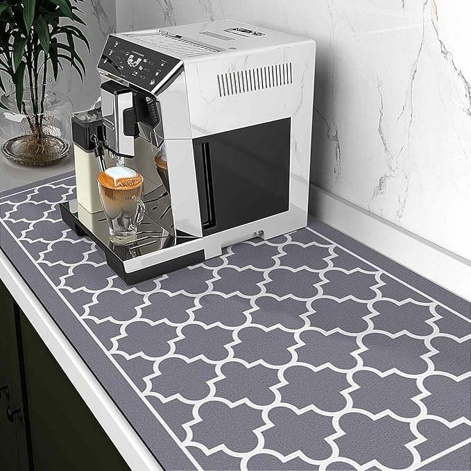 WISELIFE Dish Drying Mat Super Absorbent Drying Mat Large Dish Drying Mats for Kitchen Counter Easy Clean Dish Mat Kitchen Drying Mat18"x 32" Stylish Grey - Image 2