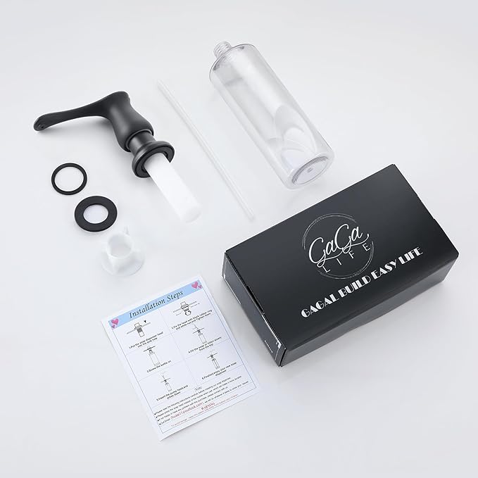 GAGALIFE Sink Soap Dispenser Matte Black, Built in Soap Dispenser with 17 OZ Bottle, Lotion Dispenser for Kitchen Sink, Refill from The Top - Image 9