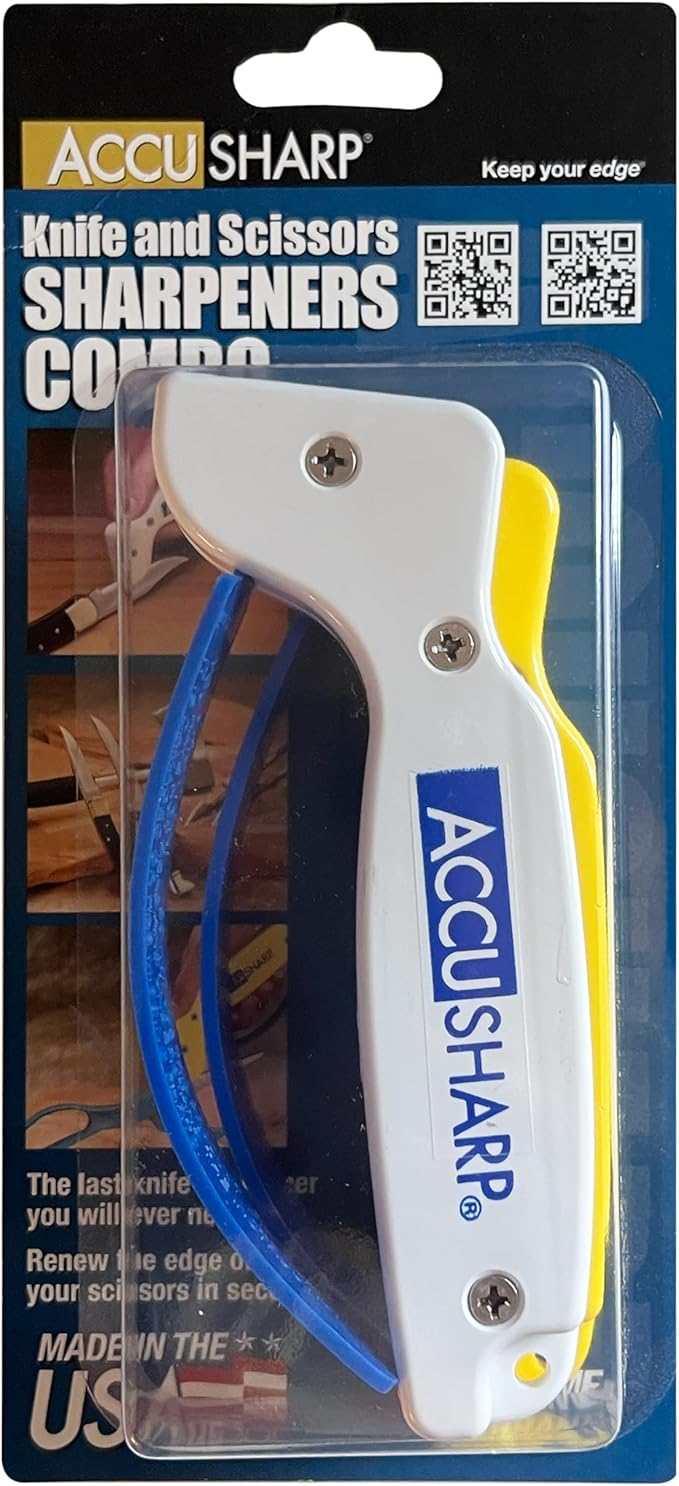 AccuSharp Hand-Held Carbide Blade Sharpener & ShearSharp Scissor Sharpener, Restores and Hones Straight & Serrated Knives, Revives the Edge of General Purpose Scissors - Image 3