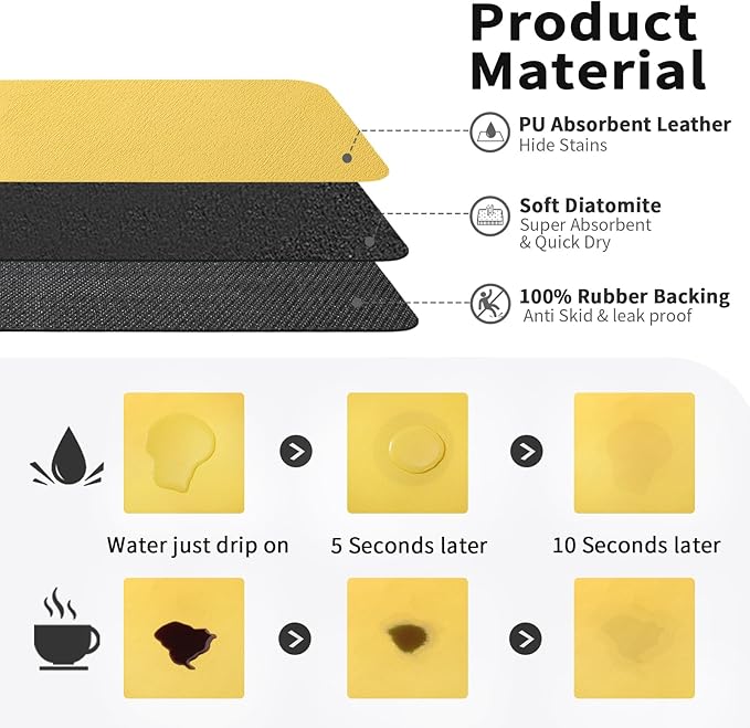 HotLive Coffee Mat - Absorbent Hide Stain Rubber Backed Dish Drying Mat for Kitchen Counter - Bar Mats for Countertops Accessories Fit Under Coffee Maker Espresso Machine - Image 2